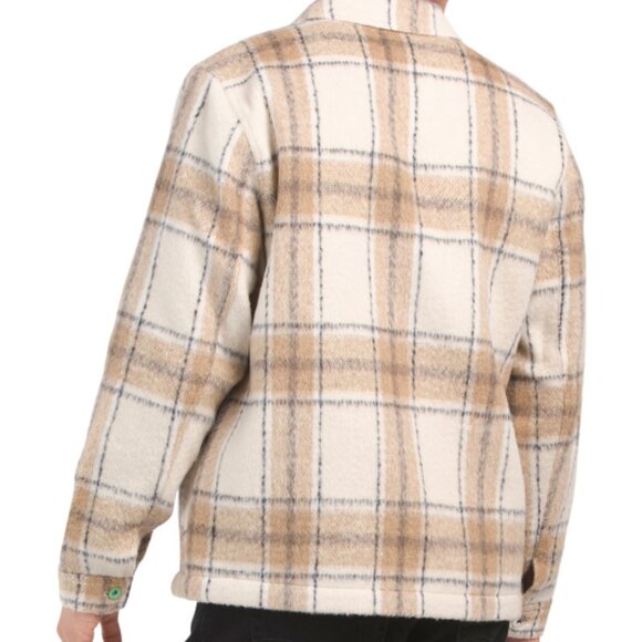 NEW SCOTCH & SODA Wool Blend Zip Thru Check Overshirt white/camel for men 864tn - Picture 5 of 9
